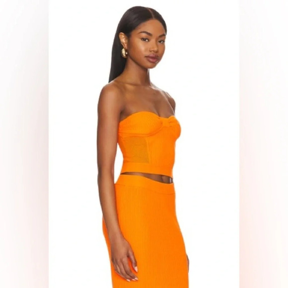 Central Park West Sage Strapless Top In Orange - Picture 3 of 6